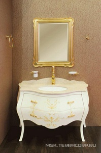 База под раковину, 131х61хh85см, с 2-мя выдв. ящиками, (БЕЗ столешницы арт.CARL04хх и раковины арт.LSOT), (цв. Dec Celeste Crema),  XX Cezares Carlotta CARL02.04 Dec Celeste Crema