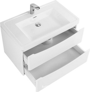 База под раковину подвесная с двумя выкатными ящиками, 800х480хh450мм, без раковины, (цв.Bianco Lucido),  ZZ BelBagno Ancona ANCONA-N-800-2C-SO-BL