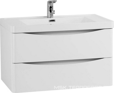 База под раковину подвесная с двумя выкатными ящиками, 800х480хh450мм, без раковины, (цв.Bianco Lucido),  ZZ BelBagno Ancona ANCONA-N-800-2C-SO-BL