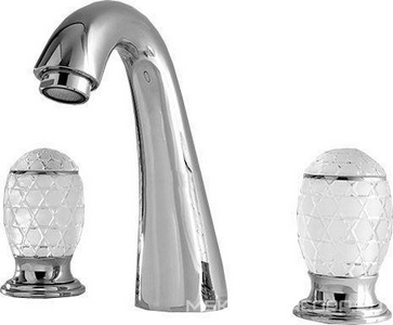 Смеситель для раковины на 3 отв., без д/к, (цв. хром, ручки муранское стекло ручной работы),  ZZ Oasis Venice 000RBVECRW