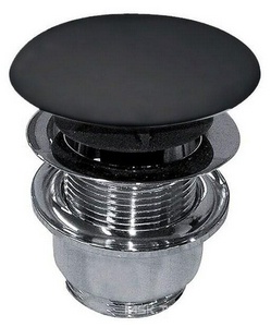 Пробка для сливного отверстия раковин, универсальная, нажимная Up & down, G 1 1/4, h20-70мм, (крышка керамика цв.черный матовый), Kerasan ZZ Kerasan Универсал 923331