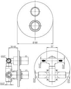 Смеситель-термостат для душа, встраиваемый в стену, (цв.черный матовый),  ZZ Paini Cox 78PZ691TH