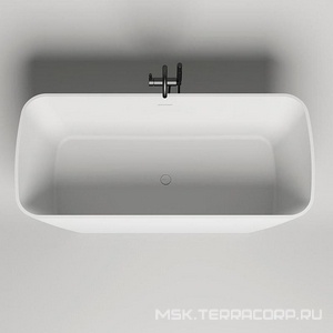 Ванна 1800х810хh660мм, отдельностоящая, литой камень S-Stone, матовый, цв.белый, донный клапан Up&Down цв.белый в компл.,  ZZ Salini Agatha 100221M