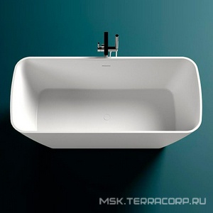 Ванна 1800х810хh660мм, отдельностоящая, литой камень S-Stone, матовый, цв.белый, донный клапан Up&Down цв.белый в компл.,  ZZ Salini Agatha 100221M