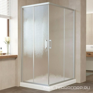 Душевое ограждение , 1100x800x1900 мм,  профиль матовый хром, стекло шиншилла, БЕЗ поддона ZZ Vegas Glass ZA-F ZA-F 110*80 07 02