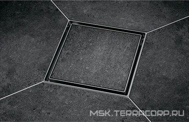 Трап (компл.точечного трапа с сифоном, выход гориз.50мм, и основой д/плитки 150х150мм), гидрозатвор с мембраной в компл, Tece XX