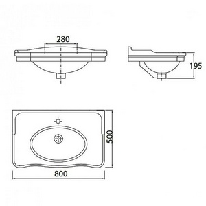 Раковина-столешница  80*50 см, для установки с ножками ZZ Creavit Antik AN080-00CB00E-0000/AN080(AN080.00000)