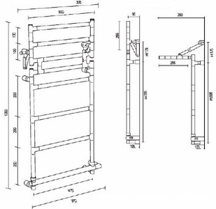 Полотенцесушитель Art.583/8/570СR 1060х570 мм (эл.+Bох подкл справа), Margaroli  ZZ Margaroli Sereno 583-500x1059-475/8M+Box Chrome подкл справа