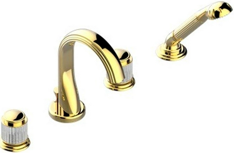 Смеситель для ванны, встраиваемый в борт на 4 отв., шланг, лейка в компл., (цв. золото (Dore))  ZZ THG Jaipur Aragonite A9A-F01-112B