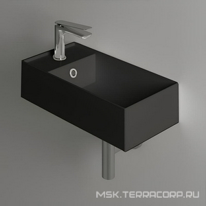 Раковина подвесная 50х27хh13см, с 1 отв.д/смесителя СПРАВА, с переливом, (цв.NERO MATT),  ZZ Simas Agile AG50 NERO MATT