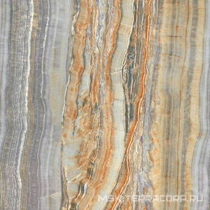 Керамогранит для пола и стены Ariostea Ultra Onici Grey Onyx Vein Cut Lev Silk 6 мм 75x75 UO6SK75557