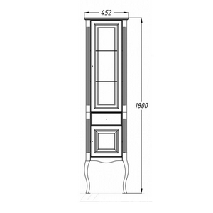 Пенал  напольный 360x452x1800 мм, правый, цвет белый матовый, фурнитура хром ZZ Opadiris Лаура Z0000012757