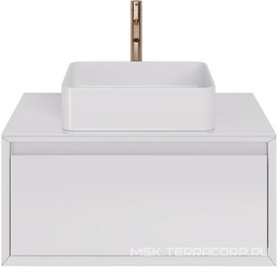 Тумба подвесная "INSIGHT"-80, 1выдвижн.ящик, стеклянная столешница в компл.,БЕЗ накладной раковины арт.641945, цв.белый KL Dreja Insight 99.9200