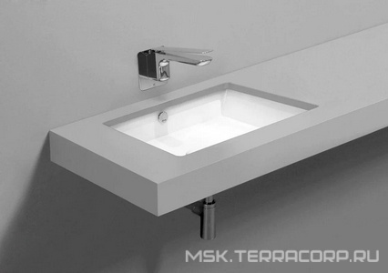 Раковина 55х35cм, встраиваемая в столешницу снизу, без отв. д/смес., с переливом, крепёж в компл., (цв. белый), Simas ZZ Simas Универсал S60