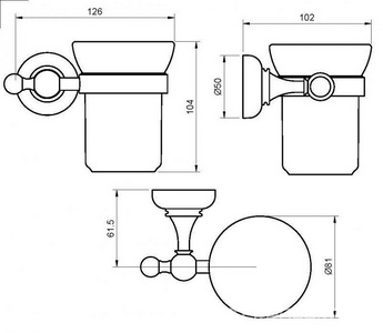 Стакан настенный керамический, (цв.золото),  ZZ Cezares Aphrodite APHRODITE-TUMS-03/24-M