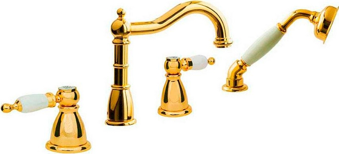 Смеситель врезной для ванны на четыре отверстия Oro, цв.золото ZZ Boheme Provance 395