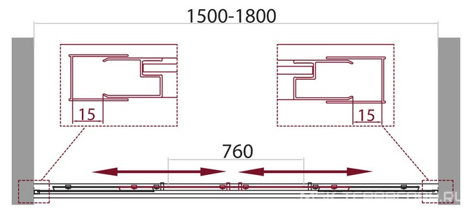 Шторка на ванну, в нишу 1500-1800хh1400мм, раздвижная, 2 двери, 2 неподв.секции, (стекло прозрачн.5мм, фурн.цв.хром),  ZZ BelBagno Unique UNIQUE-VF-2-150/180-140-C-Cr