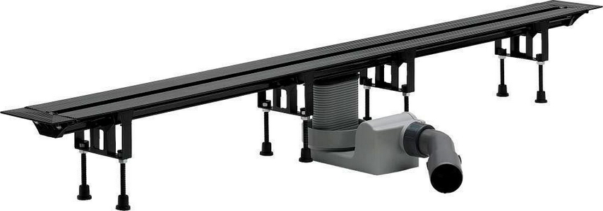 Душевой лоток, корпус укорачиваемый L-300-1200мм, h 95–165мм, готовый комплект, (матовая дизайн-вставка нерж сталь, сифон, ножки),  ZZ Viega Advantix Vario 704353