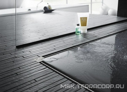 Душевой лоток, корпус укорачиваемый L-300-1200мм, h 95–165мм, готовый комплект, (матовая дизайн-вставка нерж сталь, сифон, ножки),  ZZ Viega Advantix Vario 704353