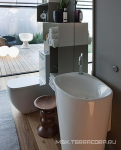 Раковина напольная с присоединением к стене, 525х435хh900мм, 1 отв. д/смес. слева, с покрытием LCC,  ZZ Laufen Palomba 8.1180.4.400.104.1