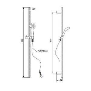 Душевой гарнитур, стойка h900мм, лейка д/д ручн., шланг, (цв.хром),  ZZ Paini Bergamo BRCR121L9