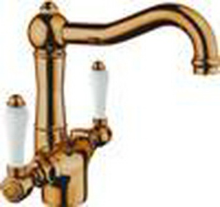 Смеситель для раковины на 1 отв. с д/к (цв.бронза/ручки керамич.белые), Nicolazzi ZZ Nicolazzi P.M.Blanc 1432 BZ 78