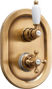 Смеситель-термостат для душа, встраиваемый в стену, на 3 потребителя, (цв.бронза),  ZZ Cezares Elite ELITE-VDIM2-T-02-Bi