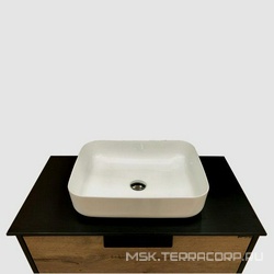 Тумба подвесная "Кёльн-90-1"-90см, с раковиной в комплекте, цв. дуб темный с черной столешницей, ZZ