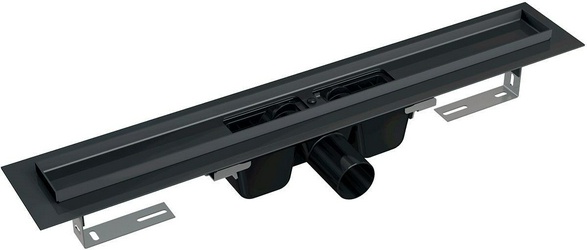 Универсальный водоотводящий желоб 650 мм APZ1-Black-650, без решетки, цв.черный ZZ