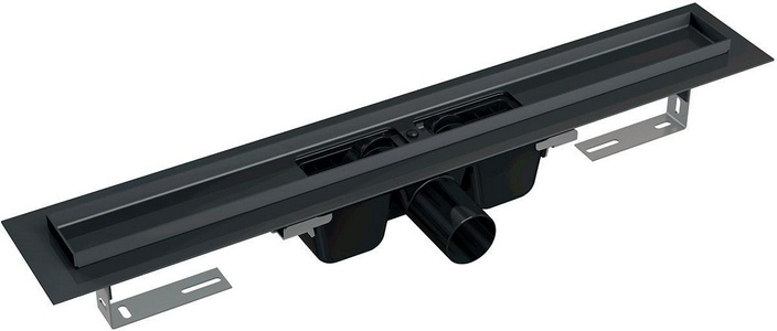 Универсальный водоотводящий желоб 650 мм 1-Black-650, без решетки, цв.черный ZZ AlcaPlast APZ APZ1BLACK-650