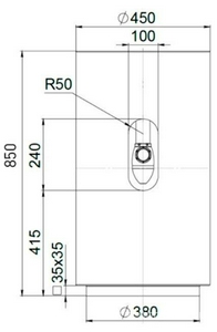 Раковина 450х450хh850мм, напольн, кругл, без отв.д/смес.и перел., литой камень S-Sense, глянцев, донный клап.Up&Down цв.белый в компл.,  01 Salini Armonia 130111G
