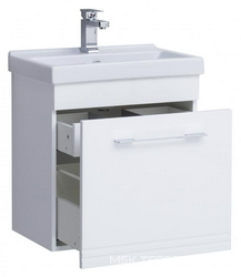 Тумба подвесная ""-60 см, 1 ящик, БЕЗ раковины, крепеж в комплекте, цв.белый ZZ SanStar Мира 99.1-1.5.1.1