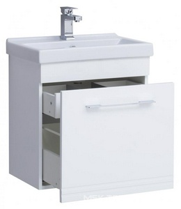 Тумба подвесная ""-60 см, 1 ящик, БЕЗ раковины, крепеж в комплекте, цв.белый ZZ SanStar Мира 99.1-1.5.1.1