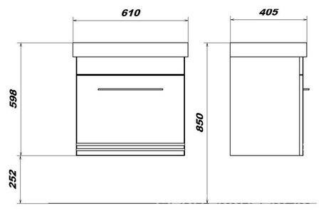 Тумба подвесная ""-60 см, 1 ящик, БЕЗ раковины, крепеж в комплекте, цв.белый ZZ SanStar Мира 99.1-1.5.1.1