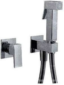 Комплект гигиенический, встраиваемый смеситель квадратный, гигиен.лейка, шланг, кронштейн, (цв. тёртая сталь), 3M ZZ 3M Q 5677 JJ