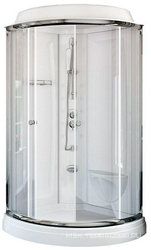 Душевая кабина "Паола 3 ЛЮКС",1140х1140х2130мм,стекло мат.,профиль хром.,стойка б/гидромас.,крыша"Тропический дорждь",поддон на каркасе с сифоном XX