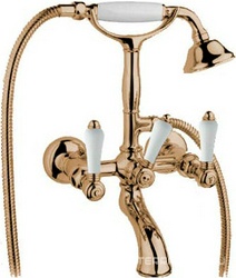 Смеситель для ванны с душевым гарнитуром  (цв. Antique gold, ручки El Capitan), Nicolazzi ZZ