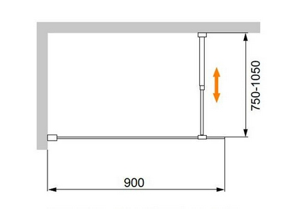 Штора на ванну 900xh1550мм, стационарная, (стекло прозр. 8мм, фурн/цв.хром),  ZZ Cezares Liberta LIBERTA-V-1-90/155-C-Cr