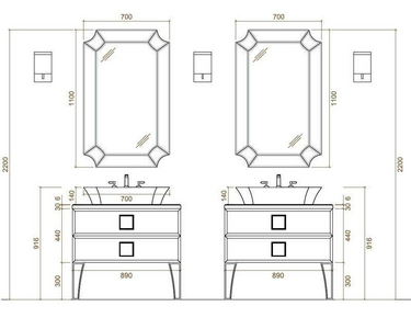 База под 1 раковину 880х510хh44см, с двумя выдвиж. ящиками (цв. G19 тёмносиний глянец/стекло),  ZZ Oasis Daphne 1450882CV G19