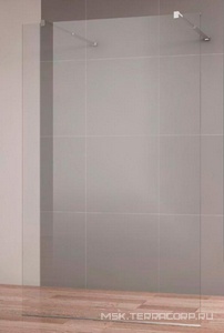 Душевая перегородка 1000хh1950мм, для 2-х стороннего входа, (стекло прозрачное 8мм, поперечные кронштейны 750-1050мм, фурнит. цв.хром),  ZZ Cezares Liberta LIBERTA-L-2-100-C-Cr