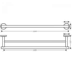 Полотенцедержатель двойной 644мм, (цв.хром),  Hansgrohe Logis Universal 41712000