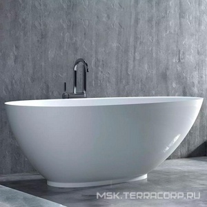 Ванна 1720х827хh622мм, отдельностоящая, литой камень S-Stone, матовая цв.белый, нажимной слив камень в цвет ванны,  Salini Paola 172 101512SM