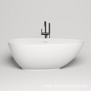 Ванна 1720х827хh622мм, отдельностоящая, литой камень S-Stone, матовая цв.белый, нажимной слив камень в цвет ванны,  Salini Paola 172 101512SM