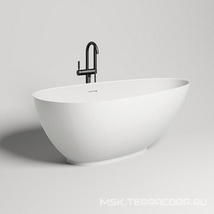 Ванна 1720х827хh622мм, отдельностоящая, литой камень S-Stone, матовая цв.белый, нажимной слив камень в цвет ванны,  Salini Paola 172 101512SM