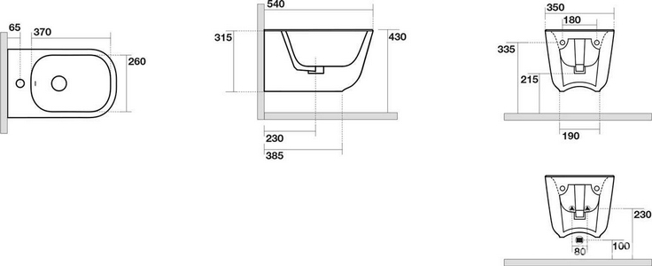 Биде подвесное 54х35см, крепёж арт.WB9N в компл., (цв.черный матовый),  ZZ Kerasan Tribeca 512531