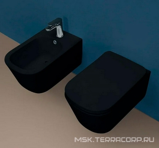 Биде подвесное 54х35см, крепёж арт.WB9N в компл., (цв.черный матовый),  ZZ Kerasan Tribeca 512531