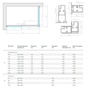 Душевое ограждение Z2P+ZPV, 200x100x1890 мм, профиль глянц. хром, стекло сатин с покрытием QuickNano ZZ Vegas Glass ZP+ZPV Z2P+ZPV 200*100 08 10/QuickNano
