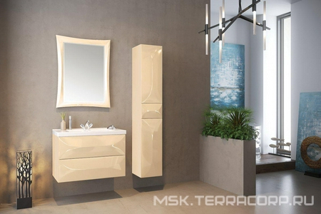Тумба подвесная ""-80 см, 2 ящика, БЕЗ раковины  крепеж в комплекте, цвет бежевый (vanilla) ZZ 1Marka Elegant У69406