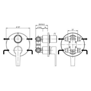 Смеситель для душа, встраиваемый в стену, (цв.хром),  ZZ Paini Le Mans 90CR6911