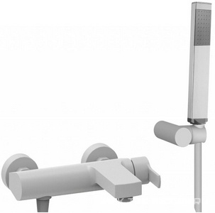 Смеситель для ванны, лейка, шланг, кронштейн в компл., (цв.белый матовый),  ZZ Cezares Ovest OVEST-VDM-BIO